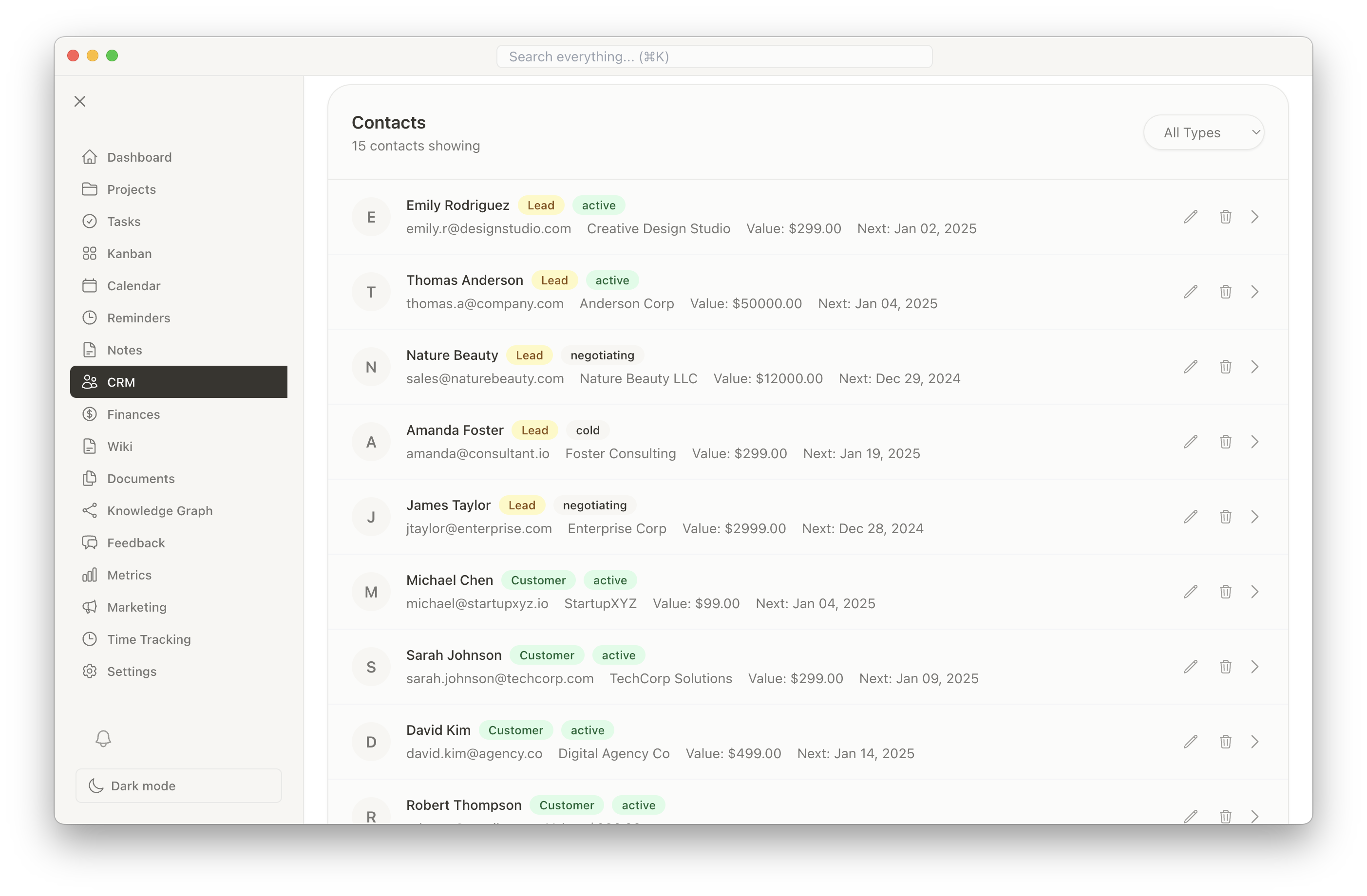 CRM Contact List View