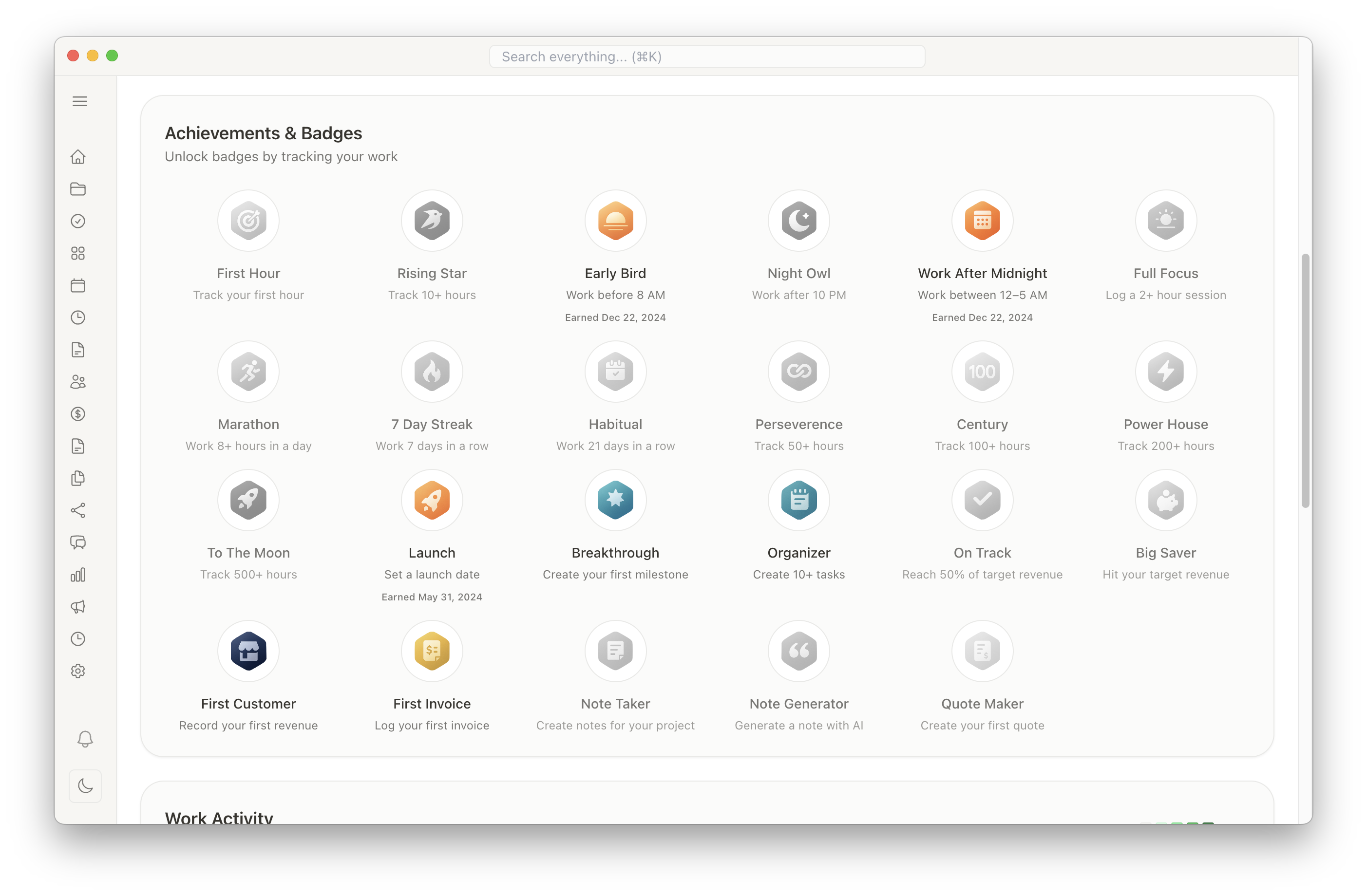 Gamification and Achievements View