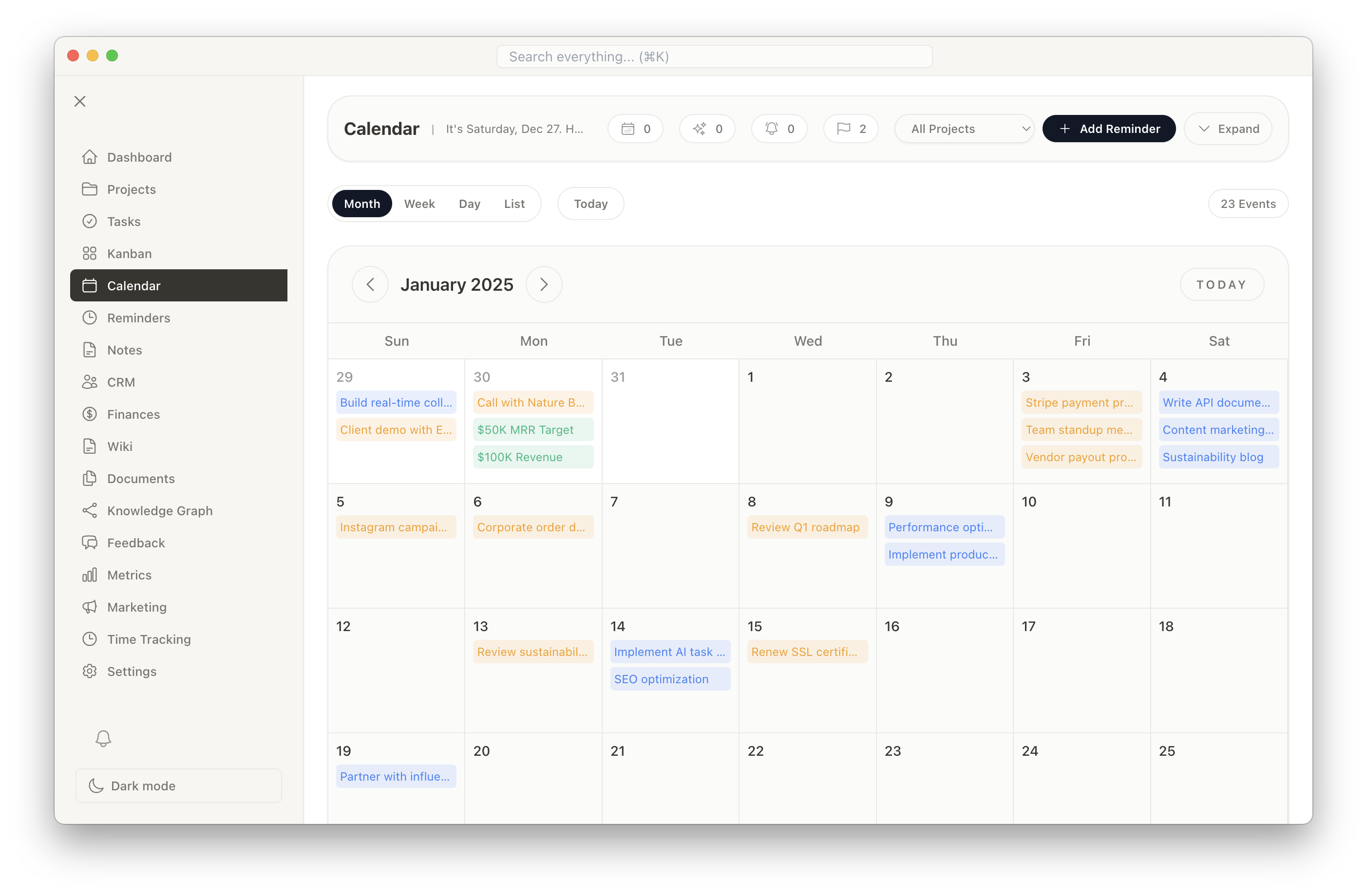 Integrated Calendar View