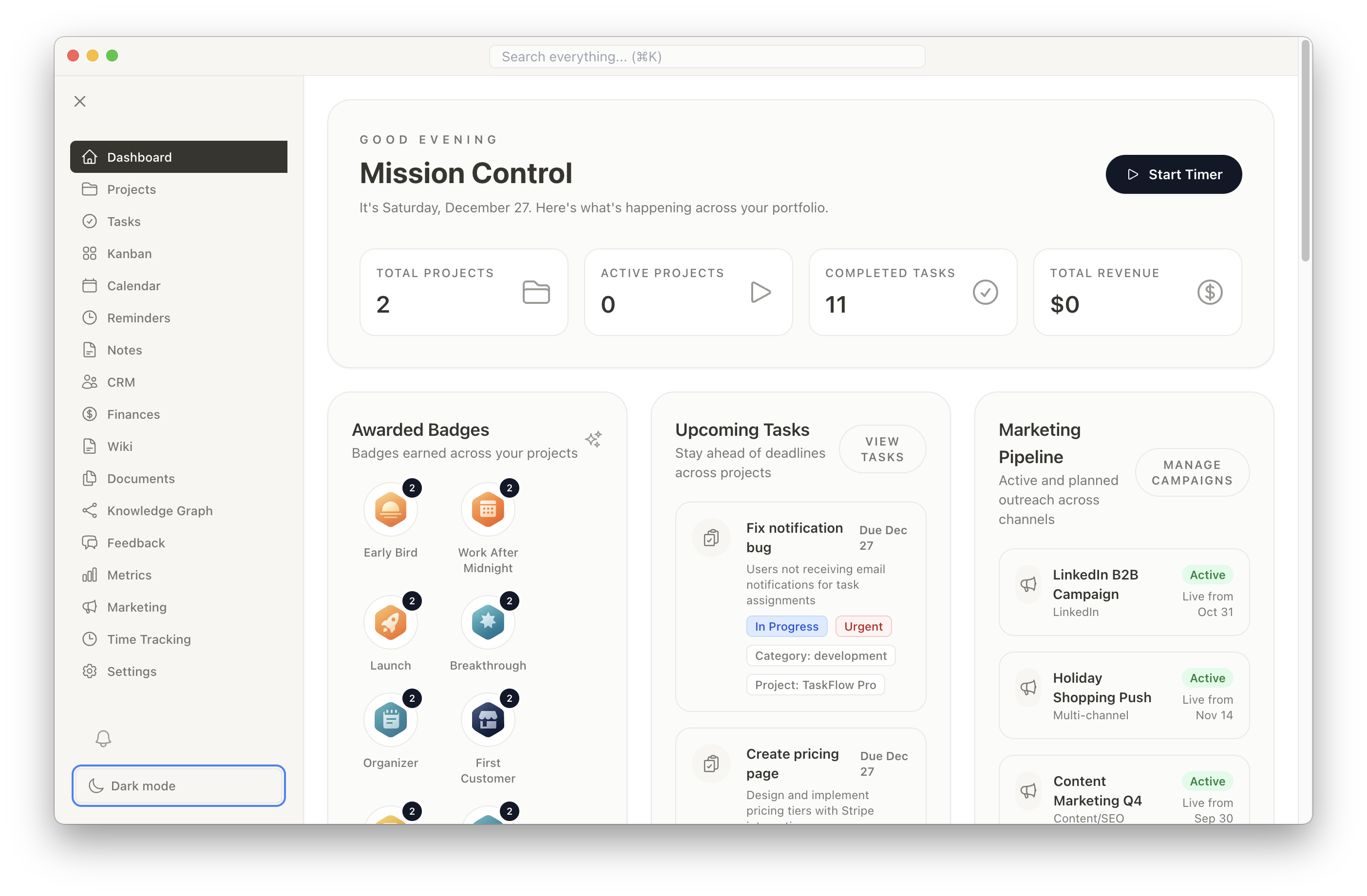 Seaso App Dashboard