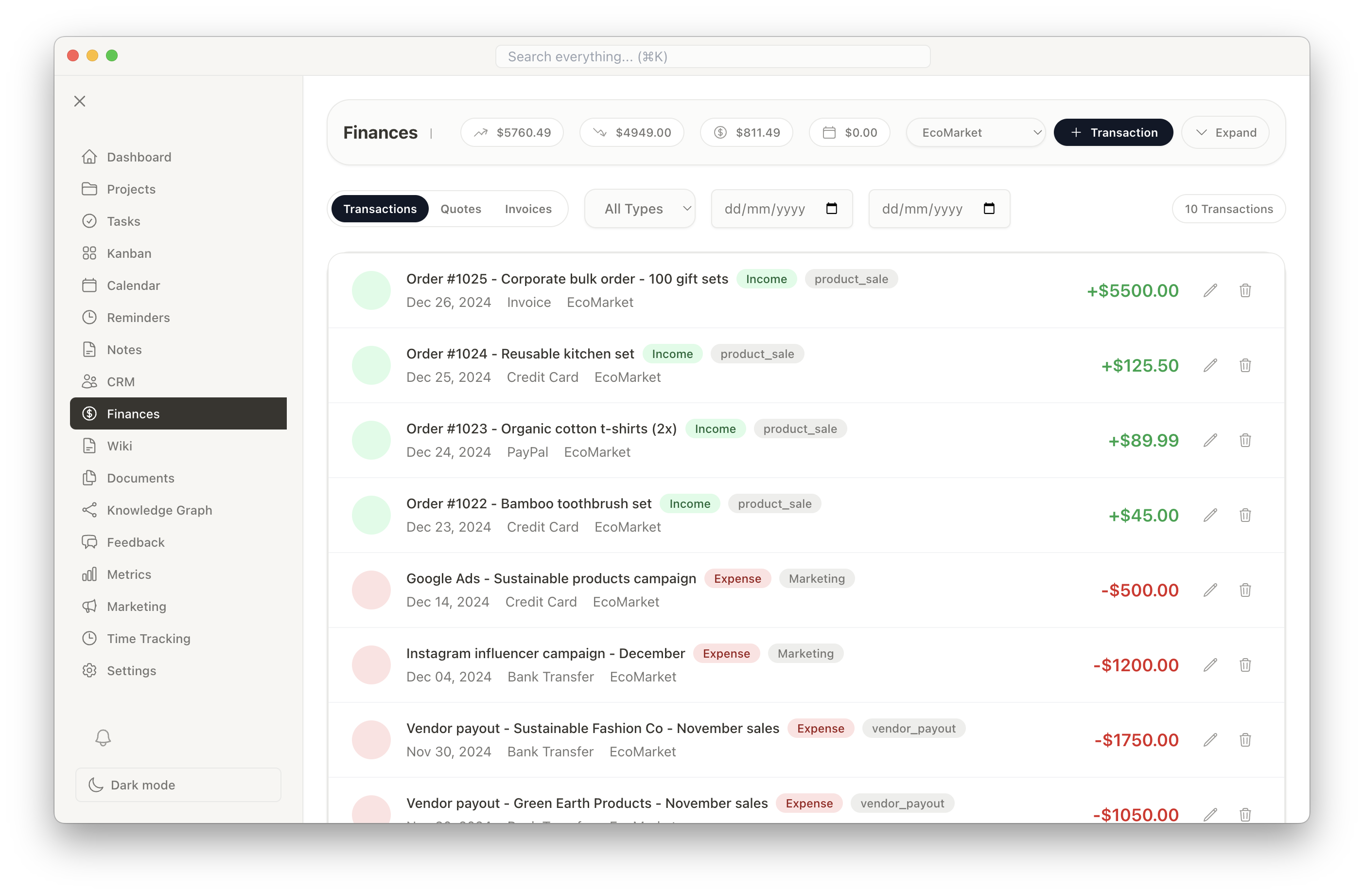 Seaso Finance Management Screenshot