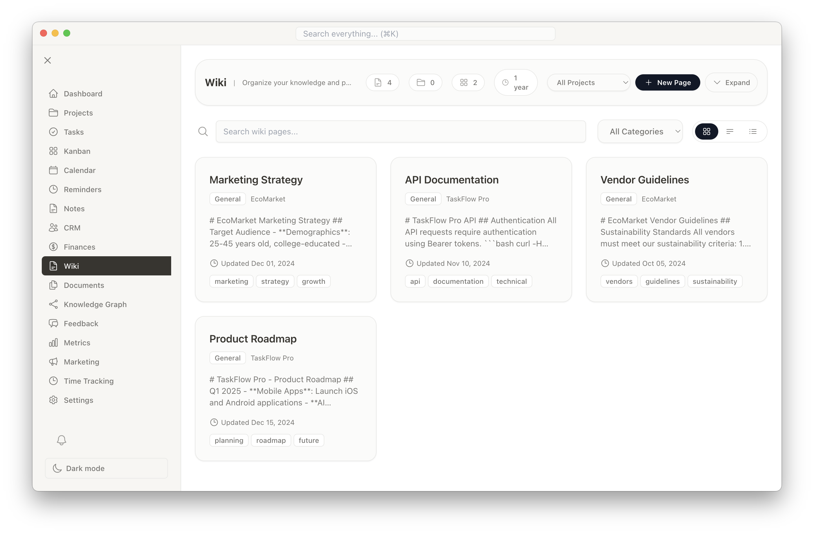 Wiki & Documentation View
